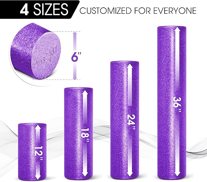 Yes4All High-Density EPP Round Back Roller Foam, Exercise Foam Roller for Yoga, Pilates & Stretching - 12, 18, 24, 36 inch