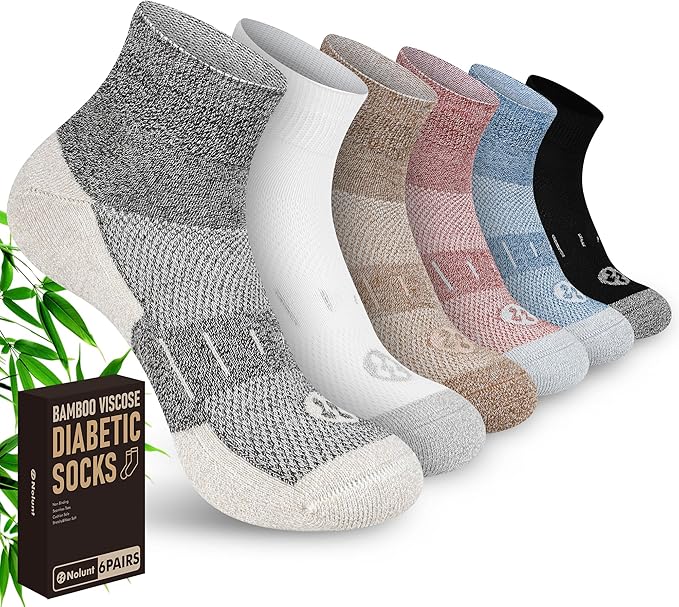 Diabetic Socks for Men,6 Pairs Ankle Mens Diabetic Socks,Diabetic Neuropathy Socks for Men 9-12