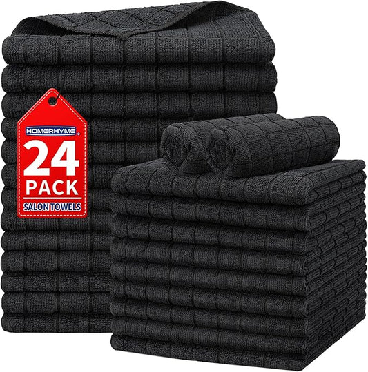 HOMERHYME Salon Towels 24 Pack, Microfiber Hand Towels for Bathroom, 16 x 27 Inches Quick Dry Hair Towel, Lint Free Towels for Spa,Yoga, Gym, Bath & Home Beauty Care (Not Bleach Proof)