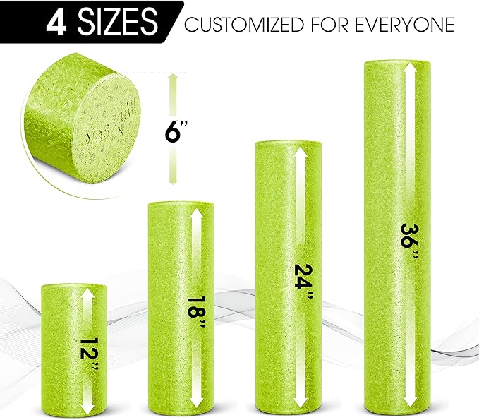 Yes4All High-Density EPP Round Back Roller Foam, Exercise Foam Roller for Yoga, Pilates & Stretching - 12, 18, 24, 36 inch