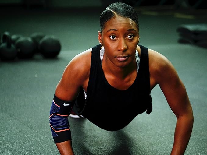 Kunto Fitness Elbow Brace Compression Support Sleeve (Shipped From USA) for Tendonitis, Tennis Elbow, Golf Elbow Treatment - Reduce Joint Pain During Any Activity!