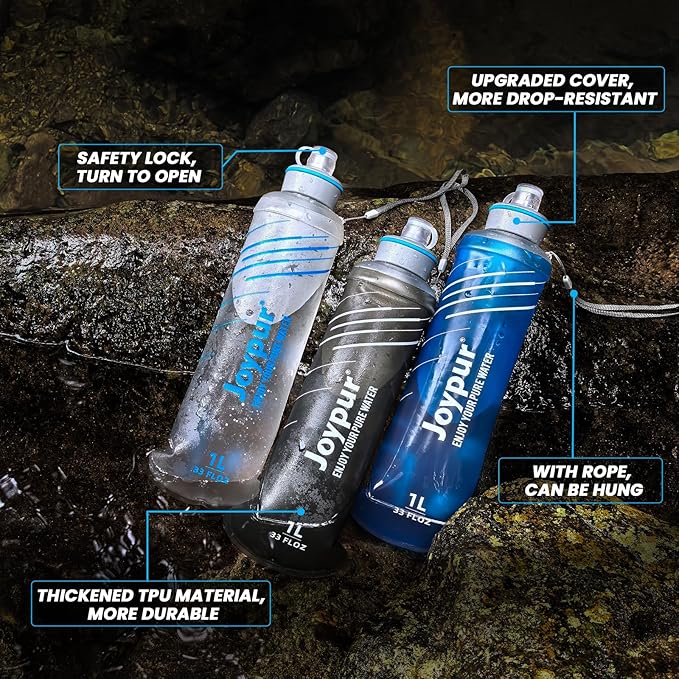 Water Filter Survival - 650ml Collapsible Water Bottle with Filter Squeeze Filter Bottle Befree or Peak Series for Hiking Backpacking Camping,with NSF/FDA Certification BPA-Free(White)