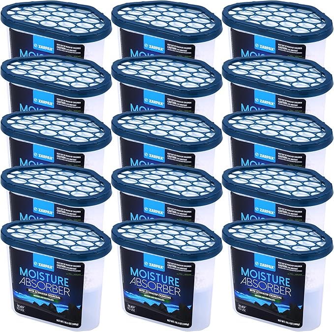 Moisture Absorber Activated Charcoal 10.5 oz/300g | Removes Moisture, Damp, Humidity & Odors | Odor Absorber | Moisture Trap for Bathroom, Closet, Kitchen & Small Spaces | Set of 15
