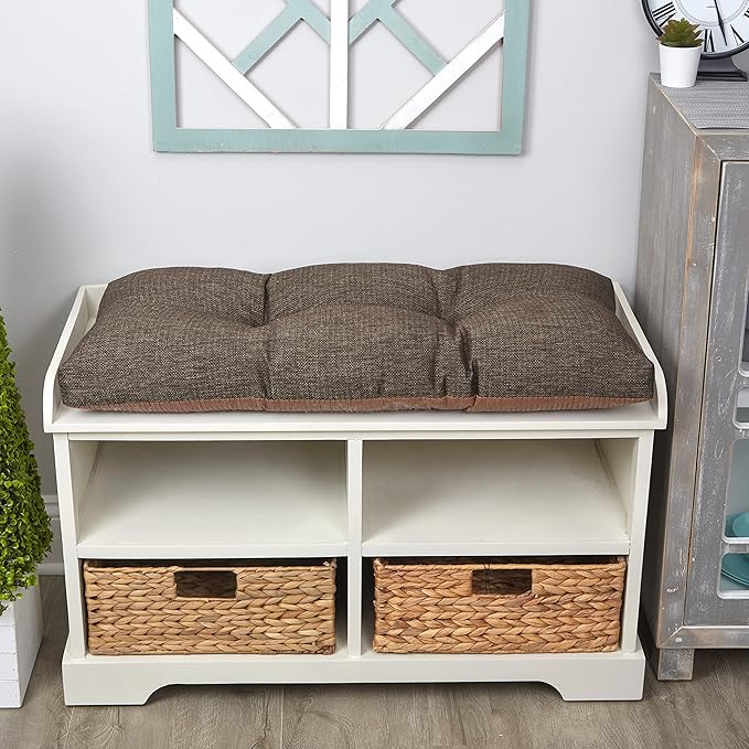 Klear Vu The Gripper Omega Non-Slip Tufted Bench Cushion for Indoor Furniture, Entryway Storage, Bay Window, Corner Nook or Piano Seat, 30 Inches, 05 Chestnut