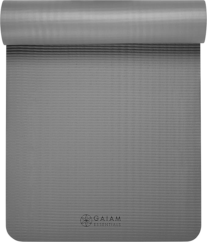 Gaiam Essentials Thick and Thin Yoga Mat Fitness & Exercise Mat with Easy-Cinch Carrier Strap