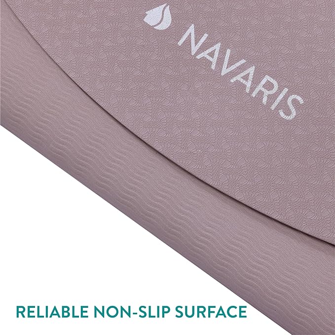 Navaris Round Yoga Mat - 47" Diameter Circular Exercise Mat 1/4" Thick - Non-Slip Mat for Cardio, Workout, Fitness, Tai Chi, Meditation - Size Small