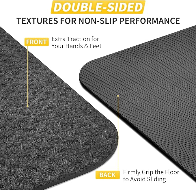 CAMBIVO Yoga Mat for Women Men Kids, 1/3 & 1/4 & 2/5 Inch Extra Thick Yoga Mat Non Slip, 72" x 24" TPE Yoga Mats, Workout Mat with Carrying Strap for Yoga, Pilates and Floor Exercises