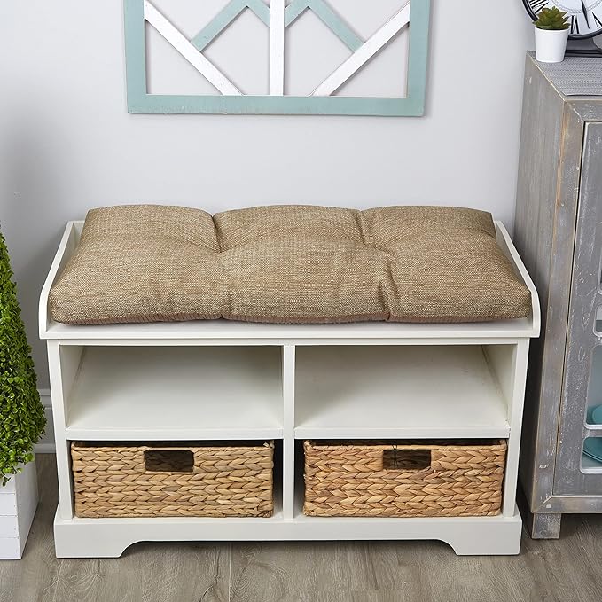 Klear Vu The Gripper Omega Non-Slip Tufted Bench Cushion for Indoor Furniture, Entryway Storage, Bay Window, Corner Nook or Piano Seat, 30 Inches, 06 Gold