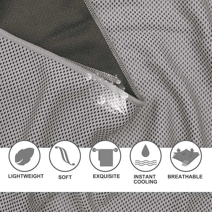 Cooling Towel 20 Pack (40"x12") Ice Towels, 160GSM Soft Breathable, Super Absorbent, Quick Cold Towel, for Bowling, Yoga, Travel, Camping, Golf, Football, Hiking, Outdoor Work