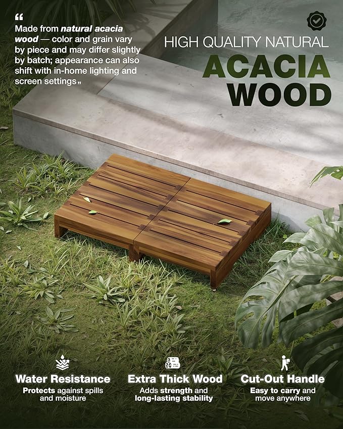 Wooden Platform Step Stool, 24.7" Step Platform for Adults & Elderly - Durable Mobility Stepping and Stair Assist Indoor & Outdoor, Heavy Duty/Non-Slip Step Stool for Handicap, Bedroom, Kitchen