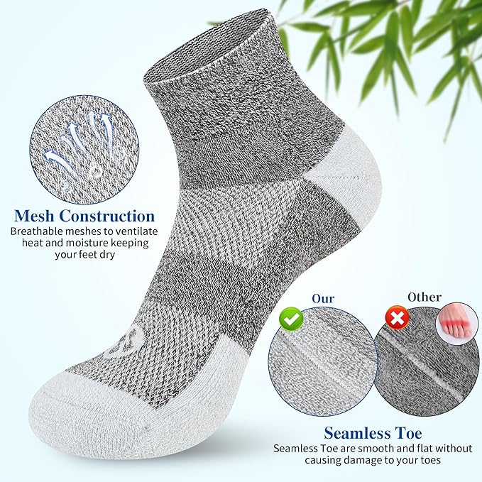 Diabetic Socks for Men,6 Pairs Ankle Mens Diabetic Socks,Diabetic Neuropathy Socks for Men 9-12