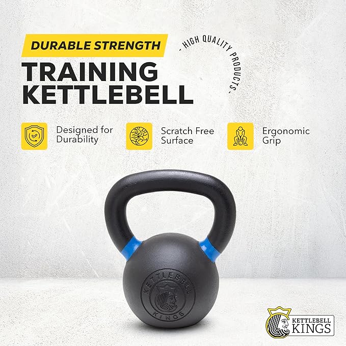 Kettlebell Kings Powder Coated Kettlebell Weights - 9-97 lb Strength Training Kettlebells for Men and Women - Hand Weights Workout Gym Equipment - Weights Set for Home Gym- New