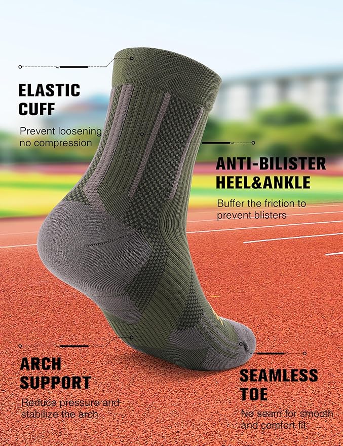 Compression Sport Running Socks: Athletic Crew Socks for Men Women Cycling Hiking Basketball Work,3 Pairs