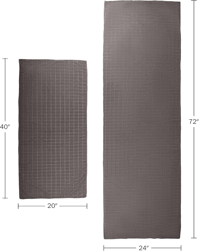 Wakeman Yoga Mat Towel and Gym Towel Set - 2-Piece Non Slip Set for Hot Yoga, Pilates, and Gym - 72” x 24” Sweat Absorbent and Quick Drying Blanket with Corner Pockets for Mats (Gray)