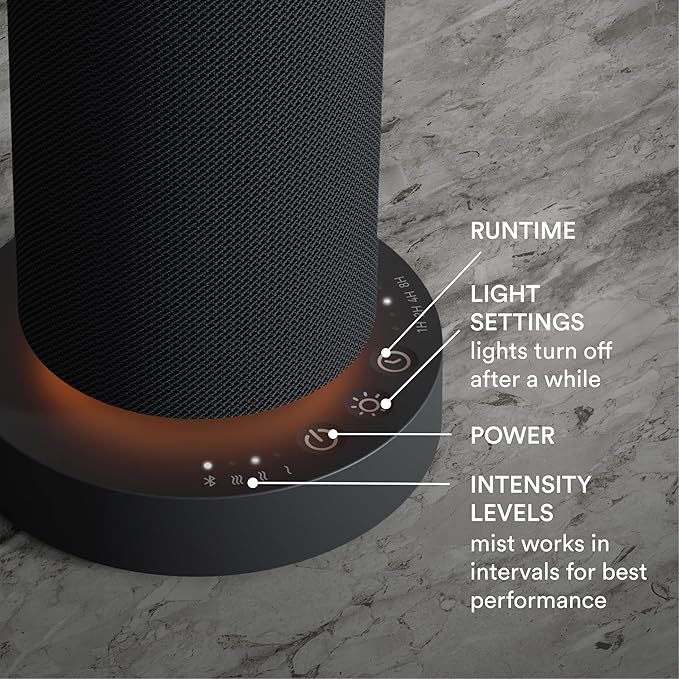 Homedics SereneScent Mini Fabric Rechargeable Waterless Diffuser, Cordless Aromatherapy Device, Use with SereneScent Oil 15ml (Sold Separately), Adjustable Mist Intensity & Ambient Light, Charcoal