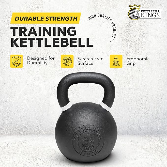 Kettlebell Kings Powder Coated Kettlebell Weights - 9-97 lb Strength Training Kettlebells for Men and Women - Hand Weights Workout Gym Equipment - Weights Set for Home Gym- New