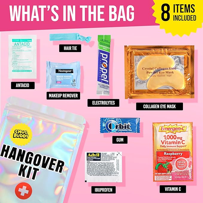 10 Pre-Filled Hangover Kits for Bachelorette Party Favors, 21st Birthday Gifts, Bridesmaid Gifts & Girls' Trips | Bulk Hangover Kit Bags & Supplies for Parties & Events (10 Premium Packs)