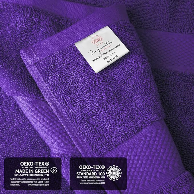 Infinitee Xclusives– Luxury Bath Sheets Towels – 2 Pack 600 GSM (35X70 Inches)– 100% Ring Spun Cotton Large Bath Towels for Bathroom (Profound Purple, Bath Sheet Pack of 2)