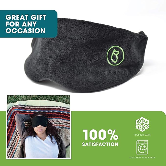 BARMY Weighted Sleep Mask for Women and Men (0.8lb/13oz) Weighted Eye Mask for Sleeping, Eye Cover Blocks Light Helps Relaxation and Night Sleep, Comfortable Blackout Sleeping Mask, Black