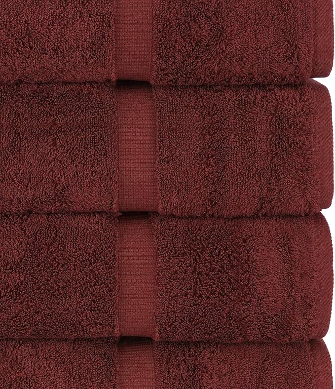 Chakir Turkish Linens | Hotel & Spa Quality 100% Cotton Premium Turkish Towels | Soft & Absorbent (4-Piece Bath Towels, Cranberry)