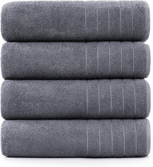 Casa Platino Bath Sheet Towels, 4 Pack 36"x72" 100% Ring Spun Cotton, Lightweight, Absorbent, Quick Dry - Cool Grey