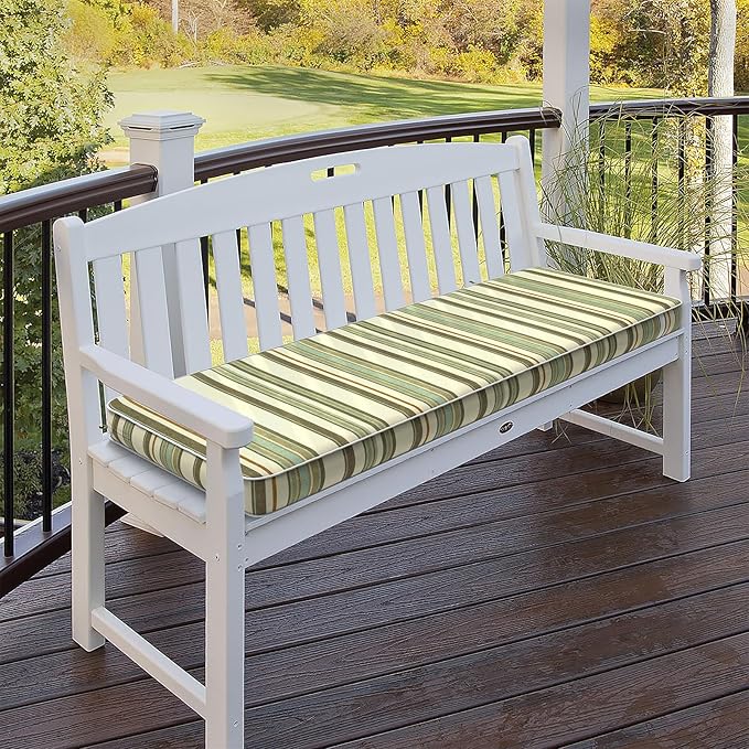 Outdoor Bench Cushion, Patio Furniture Cushion 45 x 18 x 3 Inch, Water Resistant Garden Sofa Swing Pad Settee Loveseat Couch Replacement Cushion, 1 Pack,Stripe Onyx