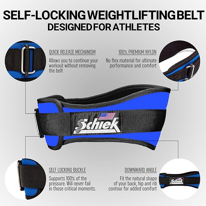 Schiek Sports 2006 Nylon 6 Inches Weight Lifting Belt - Support Belt for Power Lifting