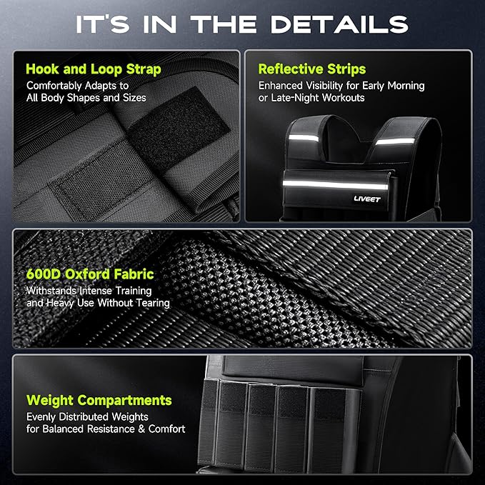 Adjustable Weighted Vest for Men Women, 20lb 30lb 45lb 60lb Weight Vest with 20 Removable Weights, Heavy Duty Running Vest with Reflective Strips for Walking Strength Training Calisthenics