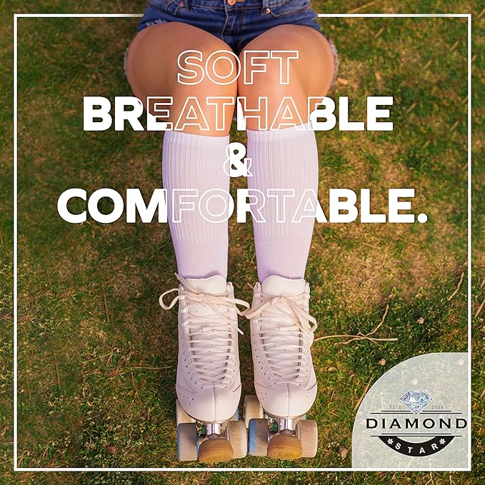 Diamond Star Men's 6 Pack Athletic Tube Socks Running Sports OVER THE CALF Full Cushioned Premium Soft Cotton Big and Tall