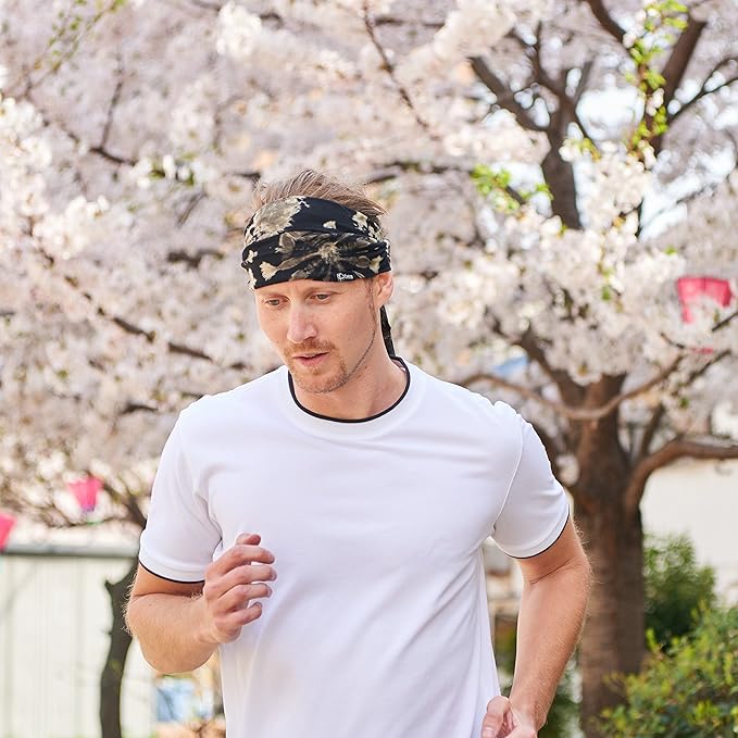 CHARM Tie-Dye Womens & Mens Workout Headband, Hand-dyed Elastic Hippie Tie Sweatband for Sports & Fashion