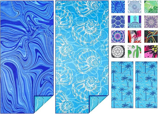 2 Pack Microfiber Thin Beach Towel Lightweight 71x32 Oversized Extra Large Sand Free Towels Quick Dry for Travel Pool Yoga Gym Sports Beach Accessories Vacation Essential Gift
