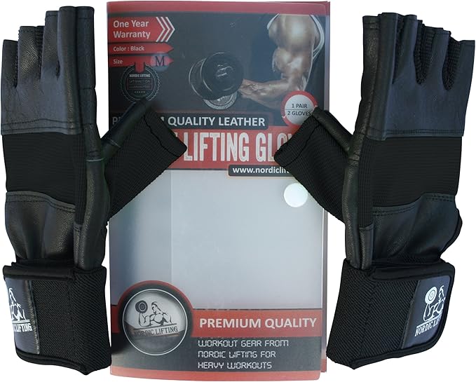 Nordic Lifting Weight Lifting Gloves with 12" Wrist Wraps – Workout Gloves with Wrist Support for Men & Women, Cross Training, Powerlifting, Gym & Fitness Protection, Durable Grip & Comfort Fit