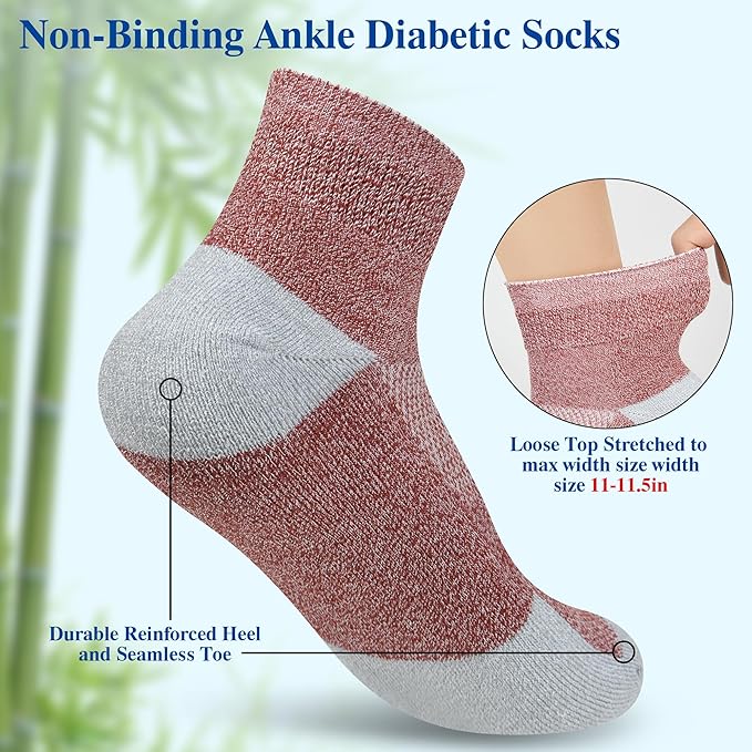 Diabetic Socks for Men,6 Pairs Ankle Mens Diabetic Socks,Diabetic Neuropathy Socks for Men 9-12
