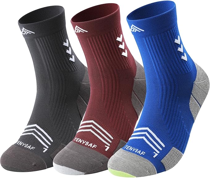 Compression Sport Running Socks: Athletic Crew Socks for Men Women Cycling Hiking Basketball Work,3 Pairs