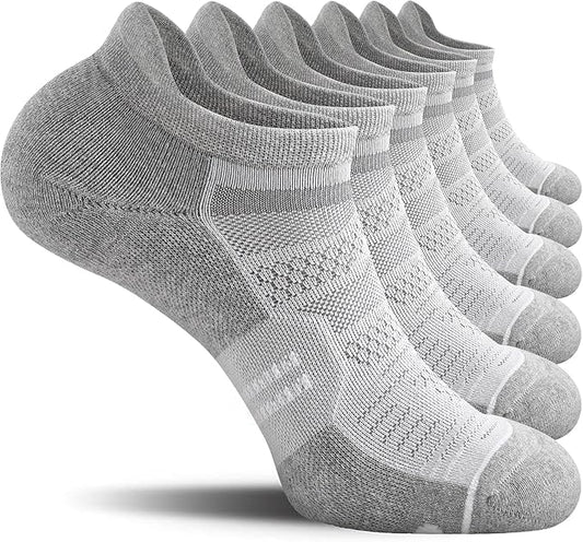 CS CELERSPORT 6 Pack Men's Running Ankle Socks with Cushion, Low Cut Athletic Sport Tab Socks