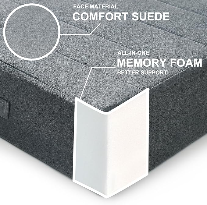 2 Pcs High Density Foam Floor Pillow - Upgraded Large Pillows Seating for Adults - Outdoor Floor Cushion with Soft Tufted Cover - Yoga Pillows for Sitting On Floor - 22 Inch Grey