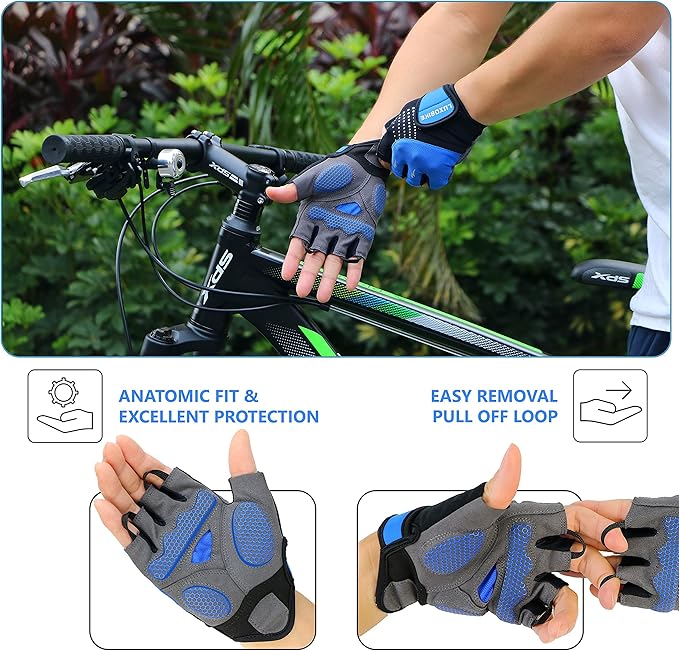 Cycling Gloves Mountain Bike for Men – Shock Absorbing SBR Gel Padded – Anti Slip Palm – Ultra Breathable – Specialized for Mens Bicycling, Biking, MTB Biker, Road Bicycle Riding