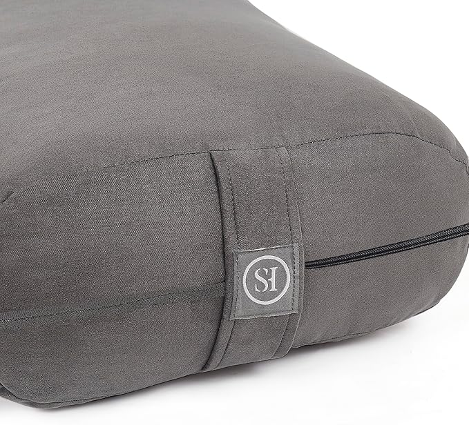 Meditation Cushion Bolster Pillow for Restorative Yoga – Supportive Cushion for Meditation, Pilates, and Relaxation – Filled with Buckwheat Hulls - Removable Cover