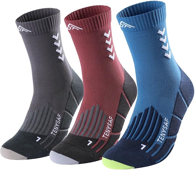 Compression Crew Running Socks: Athletic Socks for Men Women with Cushion,3 Pairs Work Hiking Basketball Sport Socks
