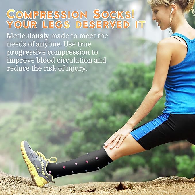 Compression Socks for Women & Men 15-20 mmHg, Best for Medical, Nursing, Running, Athletic, Varicose Veins, Travel