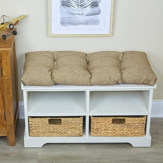 Klear Vu The Gripper Omega Non-Slip Tufted Bench Cushion for Indoor Furniture, Entryway Storage, Bay Window, Corner Nook or Piano Seat, 33 Inches, 06 Gold