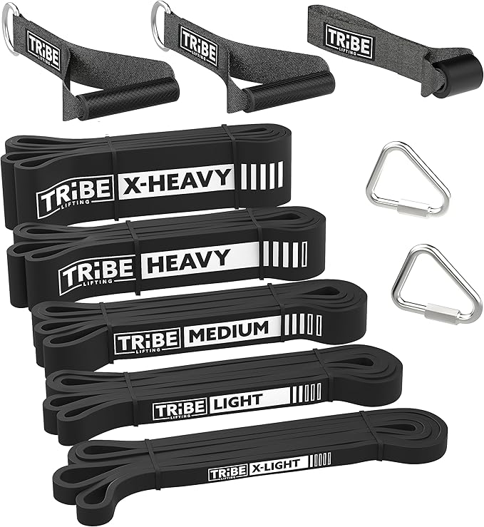 Long Resistance Bands for Working Out Men and Women - Set of 5 Pull-Up Bands, Rubber Handles and Door Anchor - Workout Bands Resistance for Men - Exercise Bands Resistance Bands Set