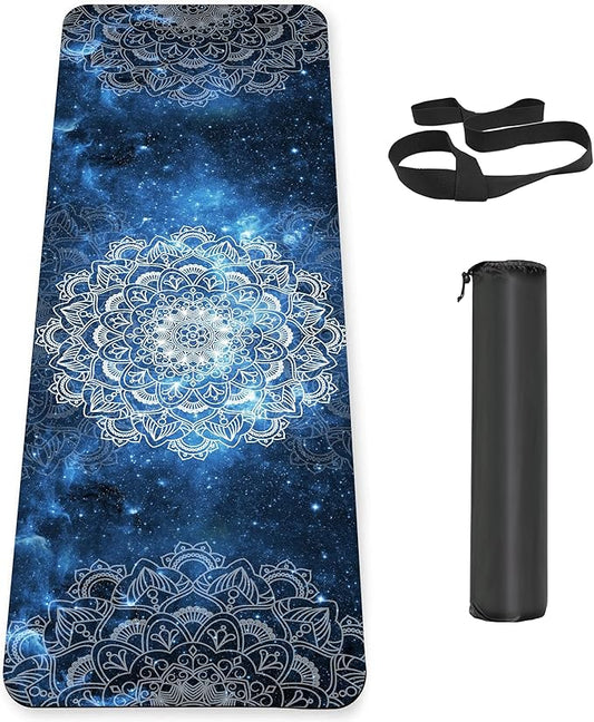 Non Slip Yoga Mat TPE Workout Mat for Men Women, Thick Workout Mat with Carrying Strap, Fitness Mats for Exercise, Yoga, Fitness, Pilates, Floor Workouts (72" x 24" x 6mm)