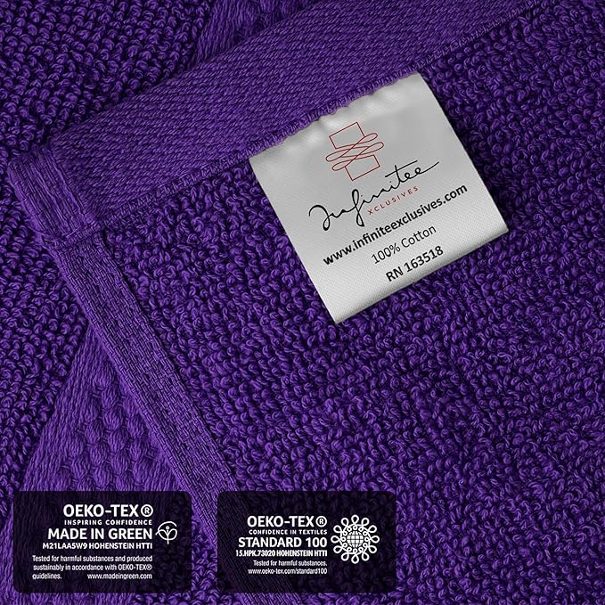 Infinitee Xclusives Purple Hand Towels for Bathroom - Set of 6 (16x28 inches) 600 GSM, 100% Cotton Ultra Soft, Quick Drying, Hotel Quality Hand Towel Set (Profound Purple)