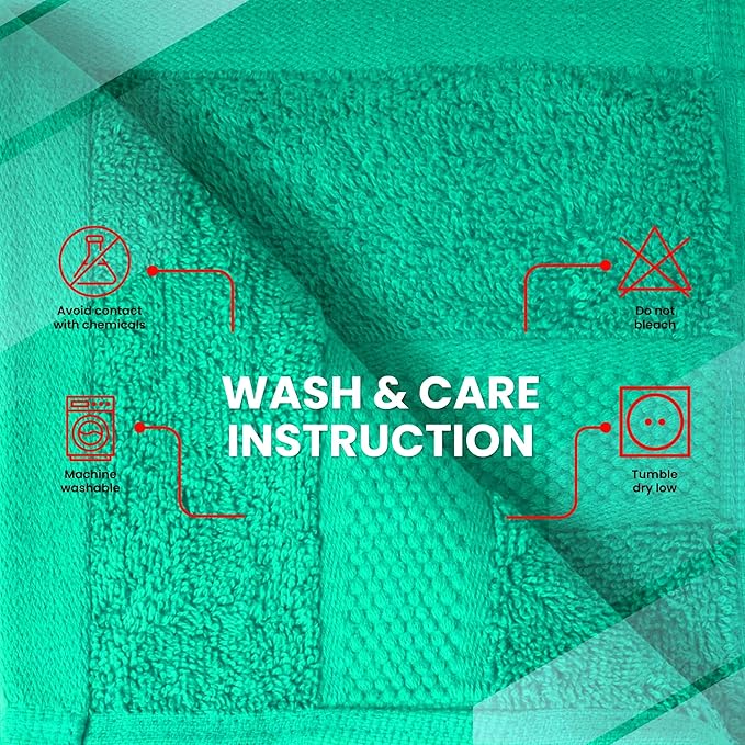 Infinitee Xclusives Luxury Wash Cloths for Showering [13x13] – 100% Cotton Washcloths [Pack of 12], Soft and Absorbent Face Towels for Bathroom Wash Clothes, Gym, and Spa (Vivid Green)