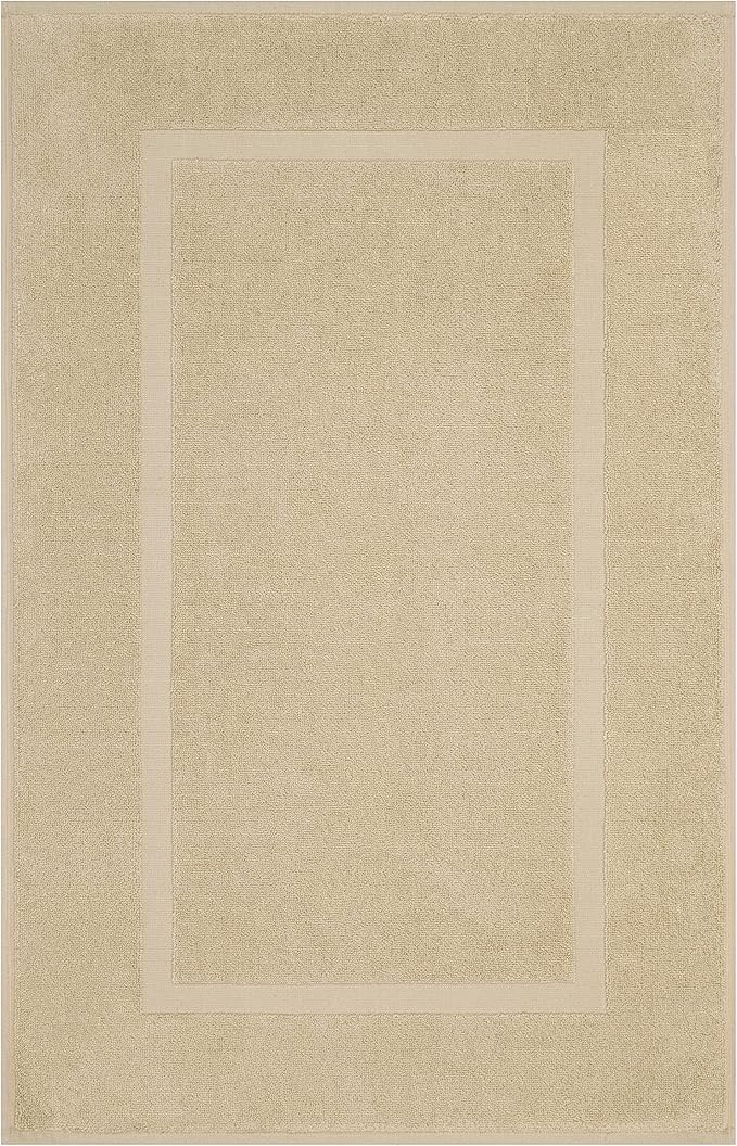 Cotton Paradise 100% Cotton Bath Mats for Bathroom Floor Set of 2 Pack, 20x34 Soft Absorbent Washable Quick Dry Tub Bathmat, Beige Towel Bath Mat