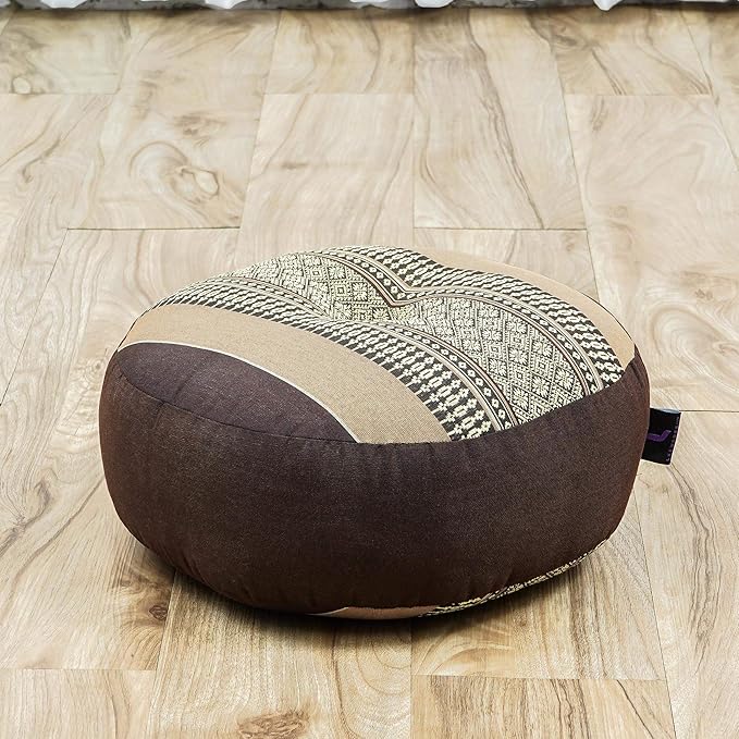 Leewadee Meditation Cushion Set – 1 Small Zafu Yoga Pillow and 1 Small Roll-Up Zabuton Mat Filled with Kapok