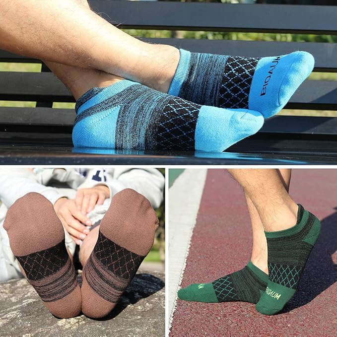 BIOAUM Cushioned Men's Ankle Socks, 6 Pairs Cotton Athletic Sport Breathable Low Cut Socks for Running Size 8-9.5/10-13/12-14