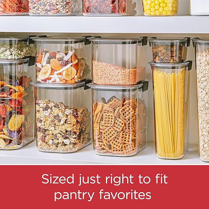 Rubbermaid Brilliance Pantry Food Storage Containers, Set of 4 (8 Pieces), BPA-Free, Clear, Airtight