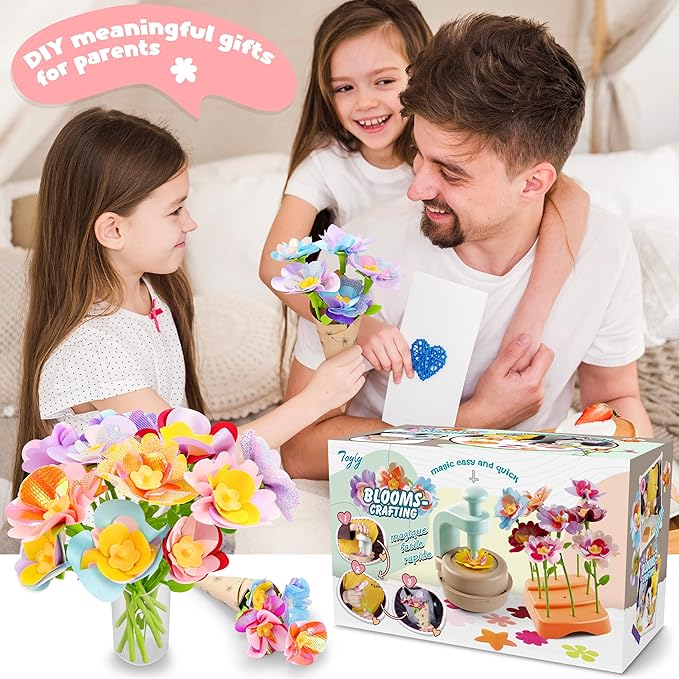 Fabric Flower Bouquets Toys, DIY Craft Kits Toys for Kids - Flowers Market Toy, Build Your Flower Bouquet, Arts & Crafts for 4 5 6 7 8 Year Toddler Girl, Educational Activity Preschool B-Day Gifts
